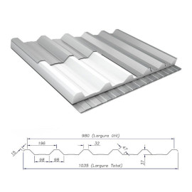 M Telha Forro Sanduche Trapezoidal Galvanizada (Galvalume) Trapzio 40 Pintura Inferior do Forro Branco e Parte Superior Sem Pintura EPS 30mm