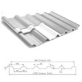 M Telha Sanduche Trapezoidal Galvanizada (Galvalume) Trapzio 40 Sem Pintura