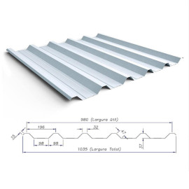 M Telha Trapezoidal Simples Galvanizada (Galvalume) Trapzio 40 Sem Pintura